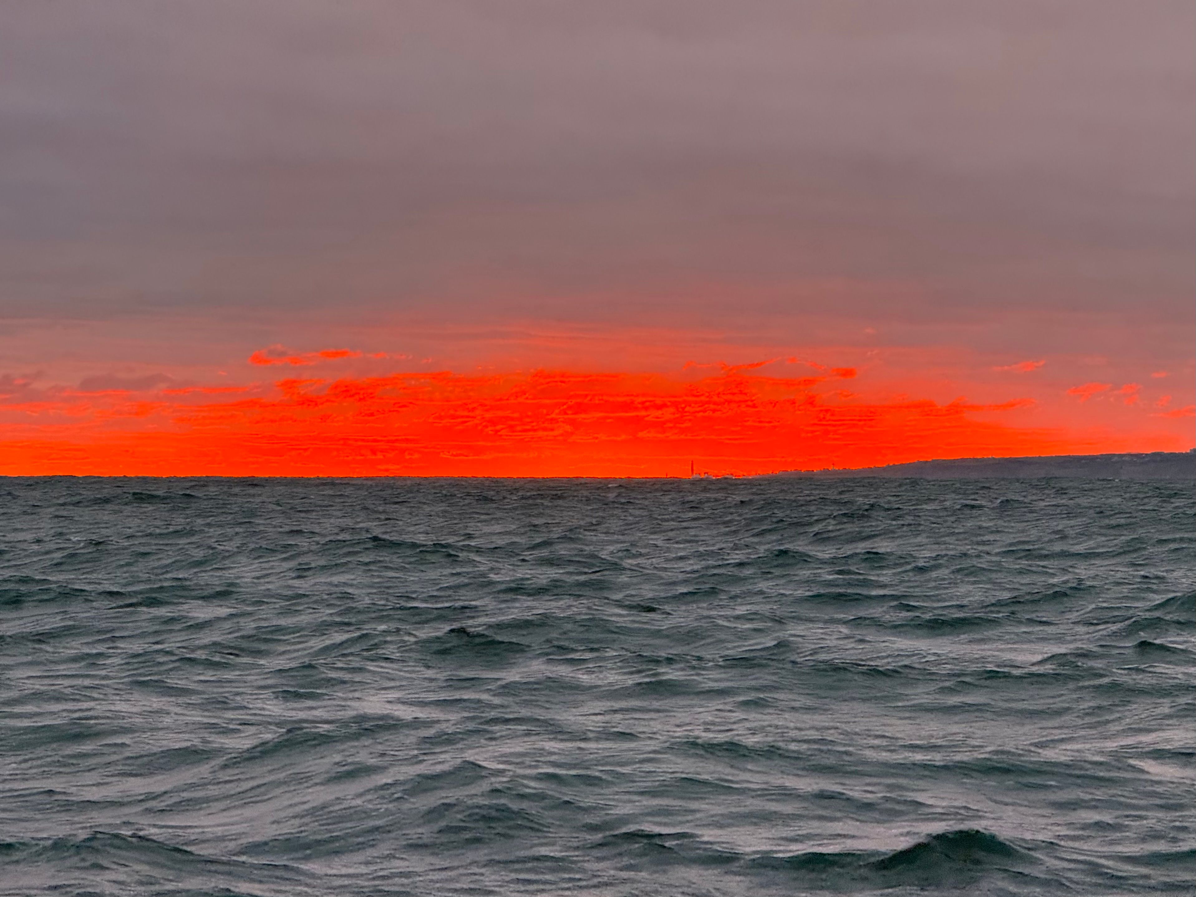 Red Sky Over the Ocean